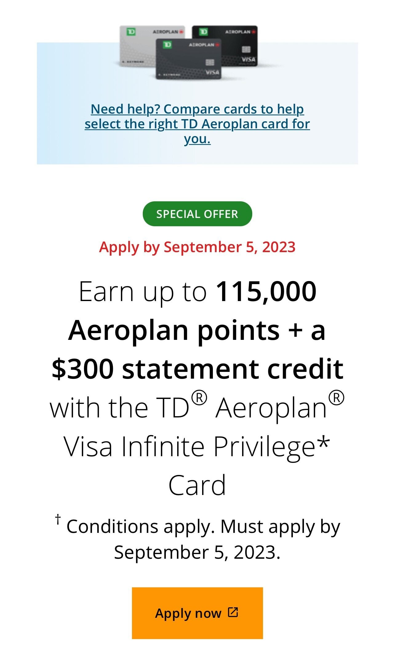 [TD Bank] TD Aeroplan Visa Infinite Privilege In-Path Offer: 115,000 ...