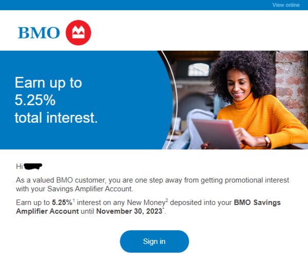 bmo savings amplifier account