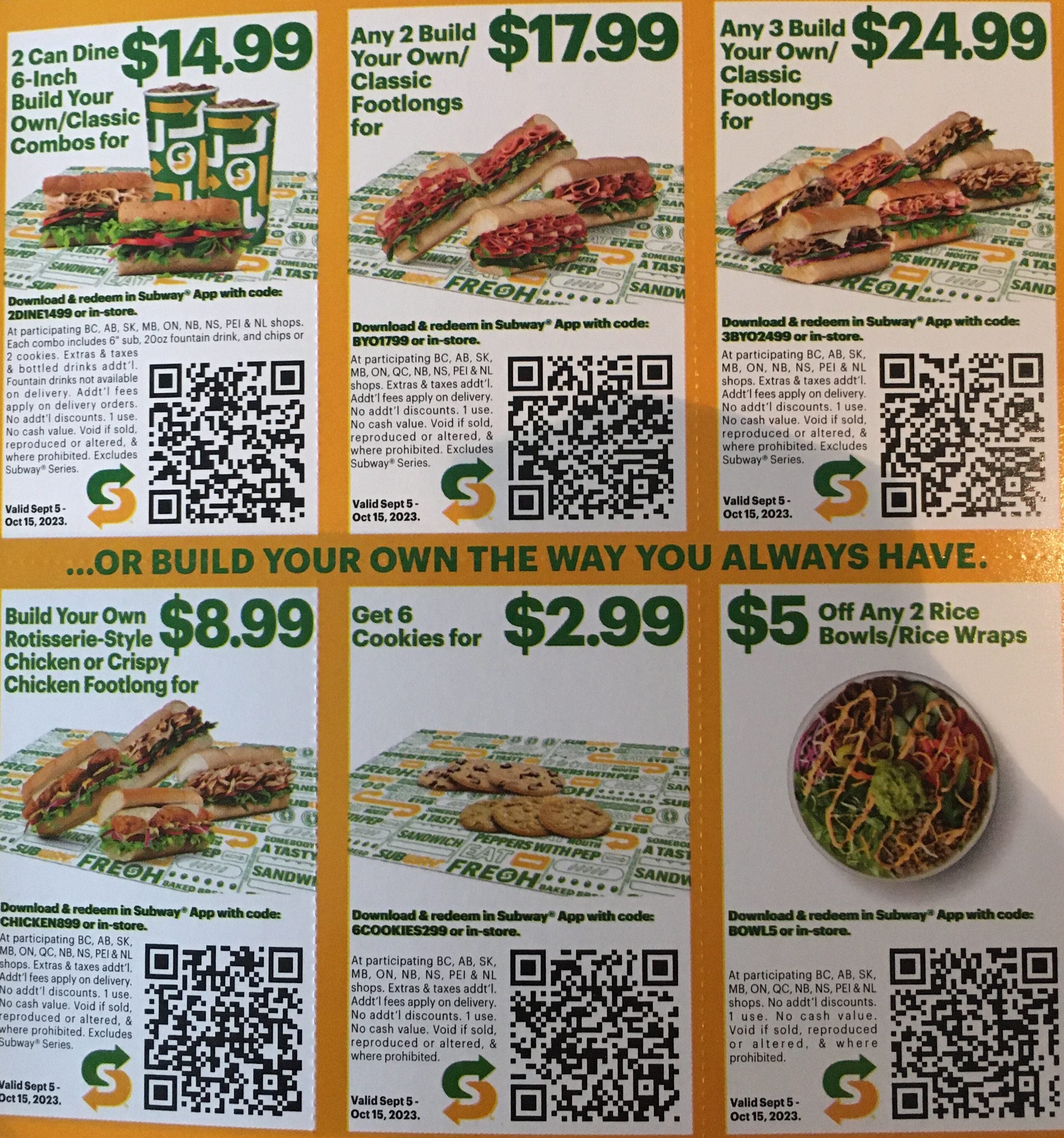 Subway Canada Coupons: Buy One Get One FREE + Buy Any Footlong with Drink  and Get One Footlong for $0.99 + More Coupons - Canadian Freebies, Coupons,  Deals, Bargains, Flyers, Contests Canada