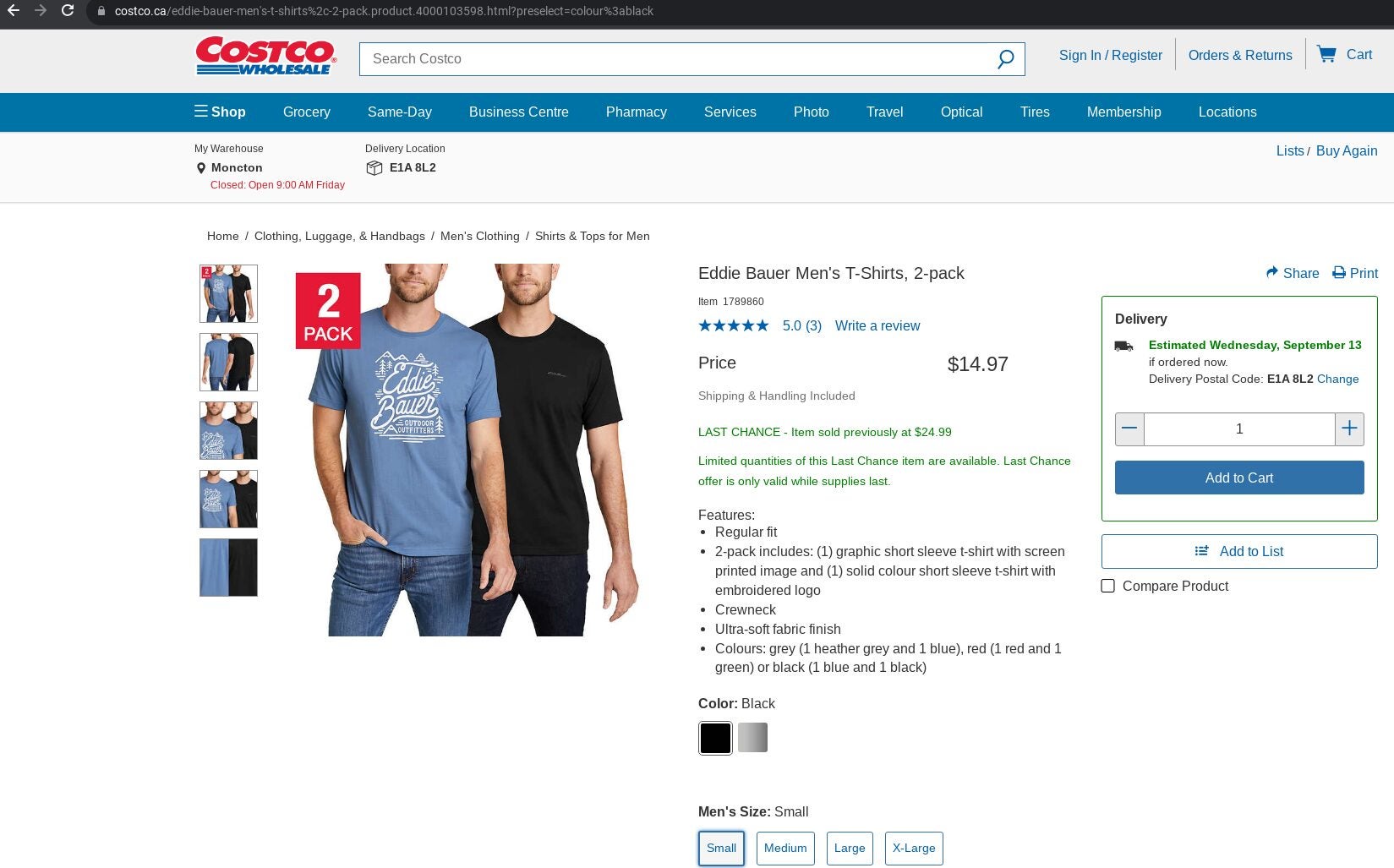Costco] <<OOS Now>>Clearance - Eddie Bauer Men's T-Shirts, 2-pack - 14.97 -  RedFlagDeals.com Forums