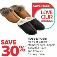 Rose & Robin Men's or Ladies Memory Form Slippers 