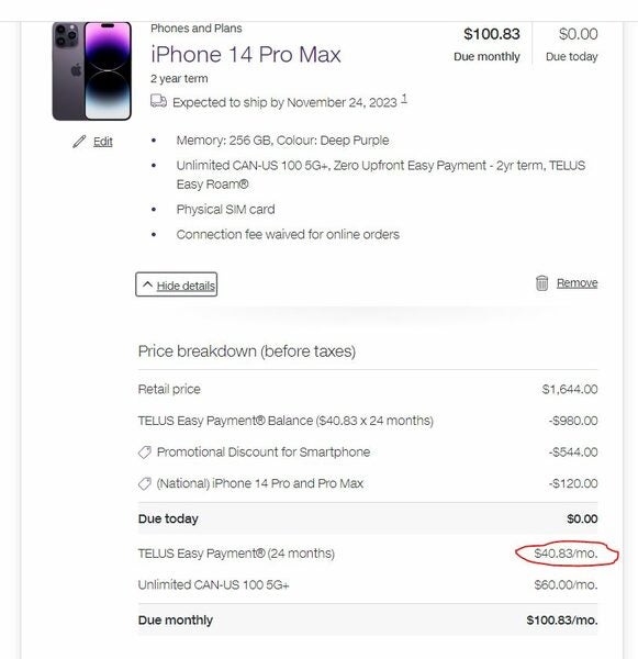 [Telus] [Black Friday] Iphone 14 pro max 1tb 1380 Page 2 Forums