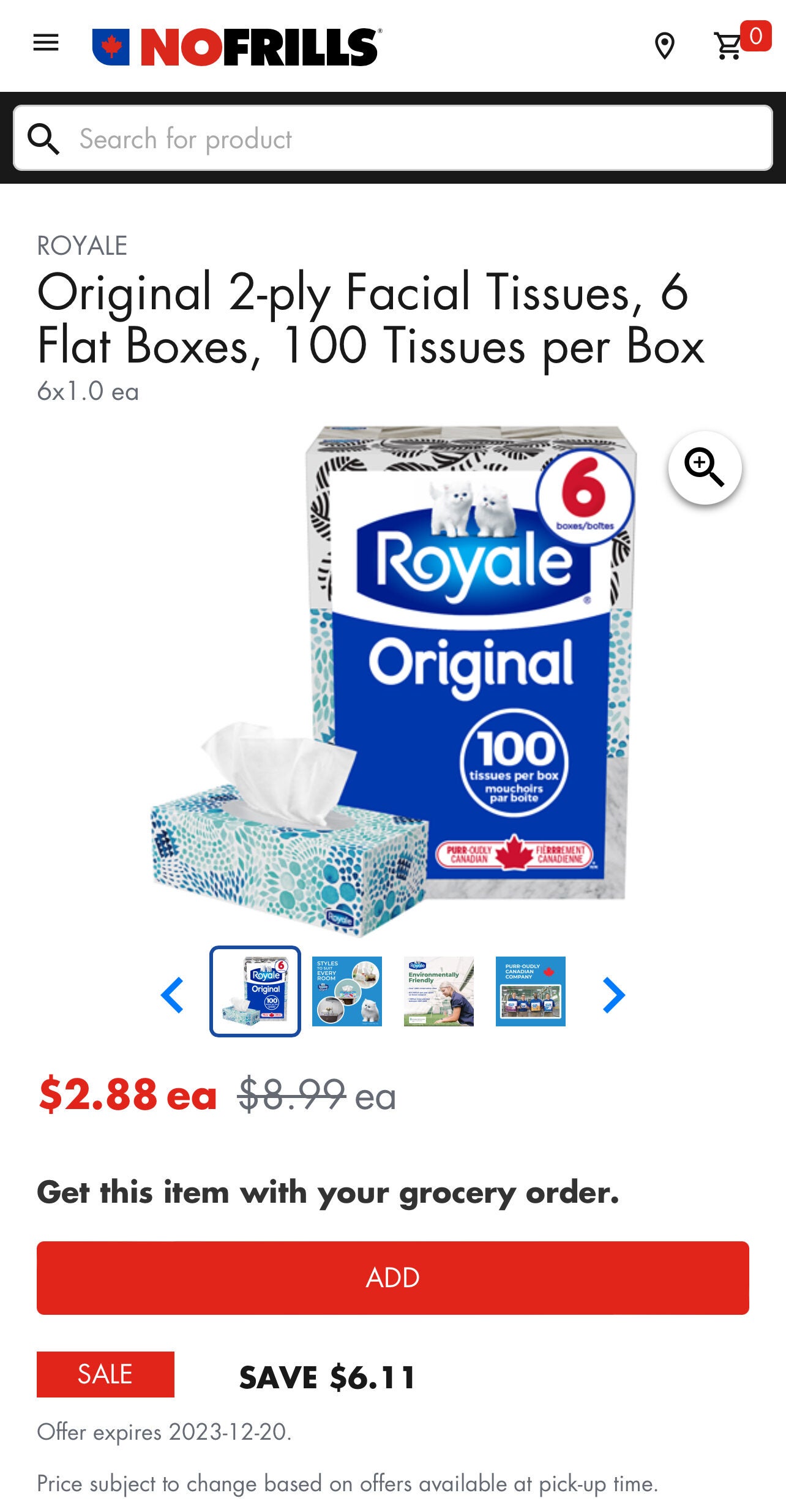 Royale Velour 3 Ply Facial Tissues, 6 Flat Boxes, 88 Tissues Per Box