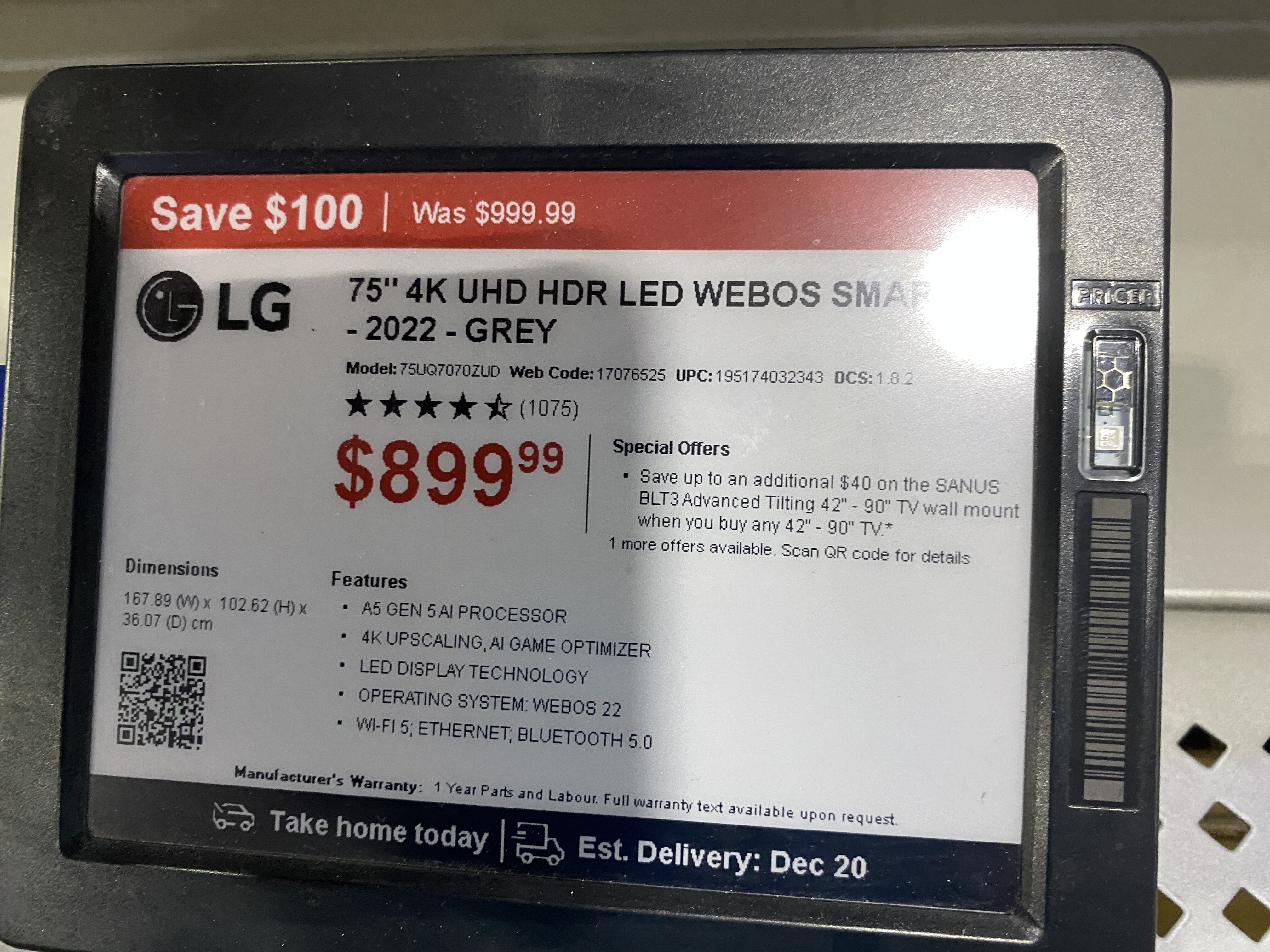 LG 75 UQ7590 LED 4K UHD Smart TV
