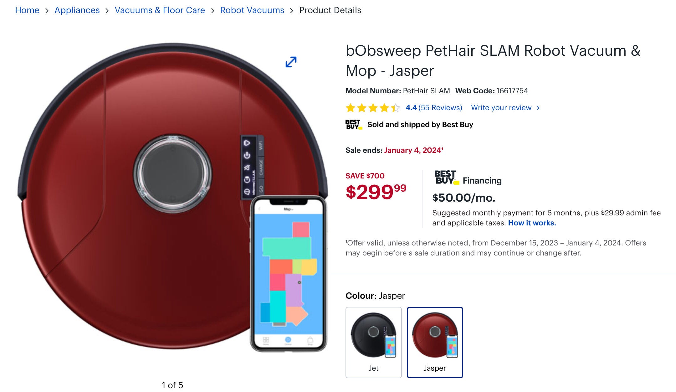 [Home Depot] bObsweep Dustin WiFi Connected SelfEmptying Robot Vacuum