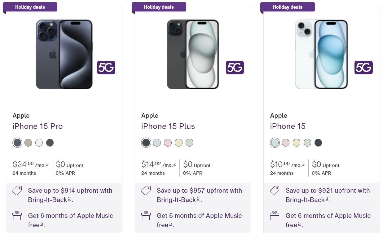 [Telus] Telus new holiday EPP deals w/BIB: iPhone 14 $5/mo; iPhone 15 ...