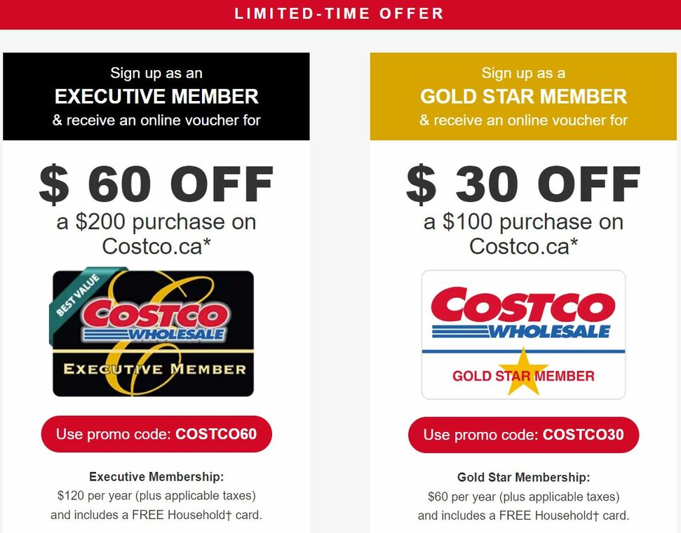 [Costco] Online Vouchers for for New Members or Memberships
