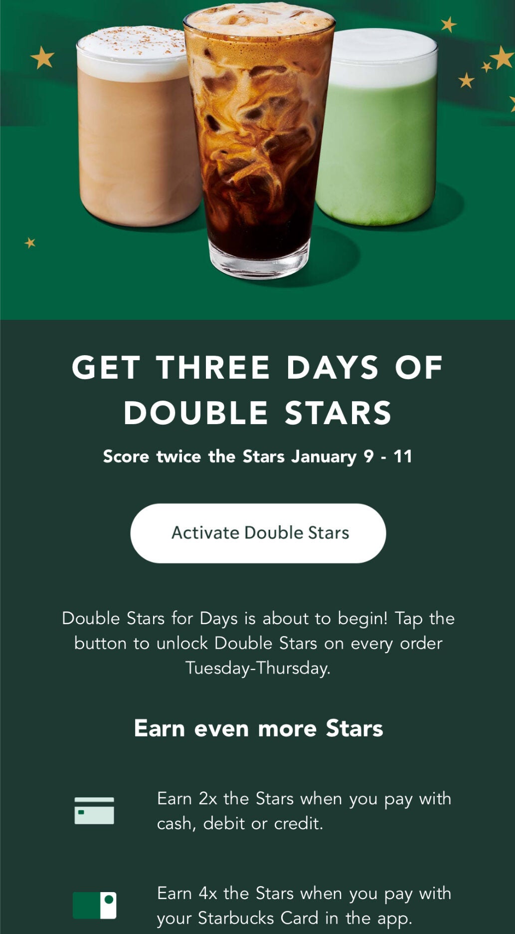 [Starbucks] Opportunity to Use GCs DOUBLE DOUBLE The Stars When Paying