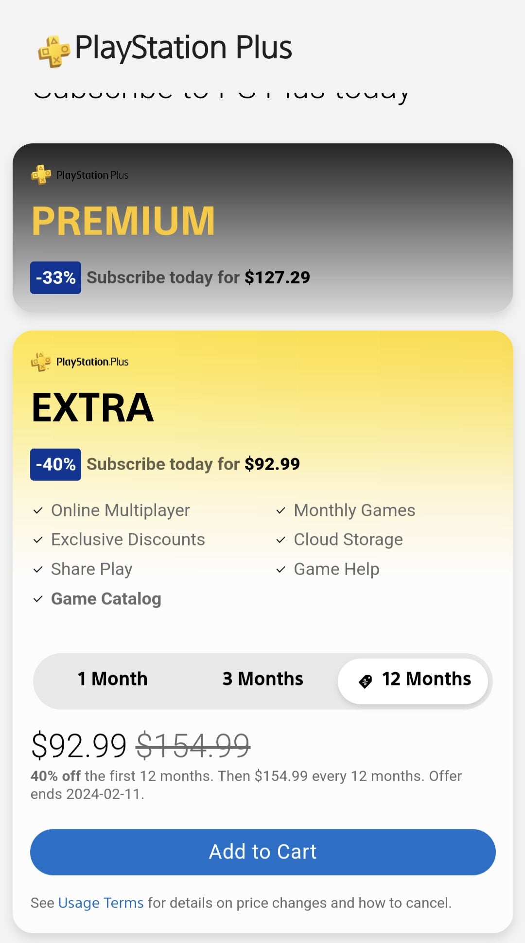 Sony] YMMV PlayStation Plus 12 month Premium $127.29 (33%) and Extra $92.99  (40%) - RedFlagDeals.com Forums
