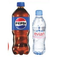 Evian Natural Spring Water or Pepsi Beverages