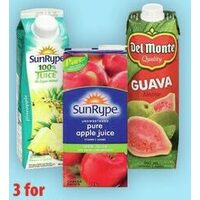 Sunrype Fruit Juice or Pure Apple Juice or Del Monte Nectar