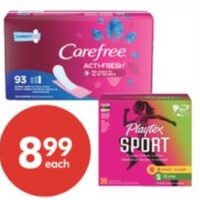 Carefree Liners, O.B. or Playtex Sport Tampons