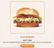 $1.65 Original or Veggie Burger with app (April 1-7)