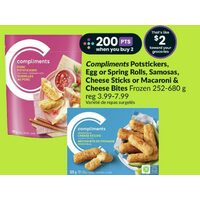 Compliments Potstickers, Egg Or Spring Rolls, Samosas, Cheese Sticks Or Macaroni & Cheese Bites