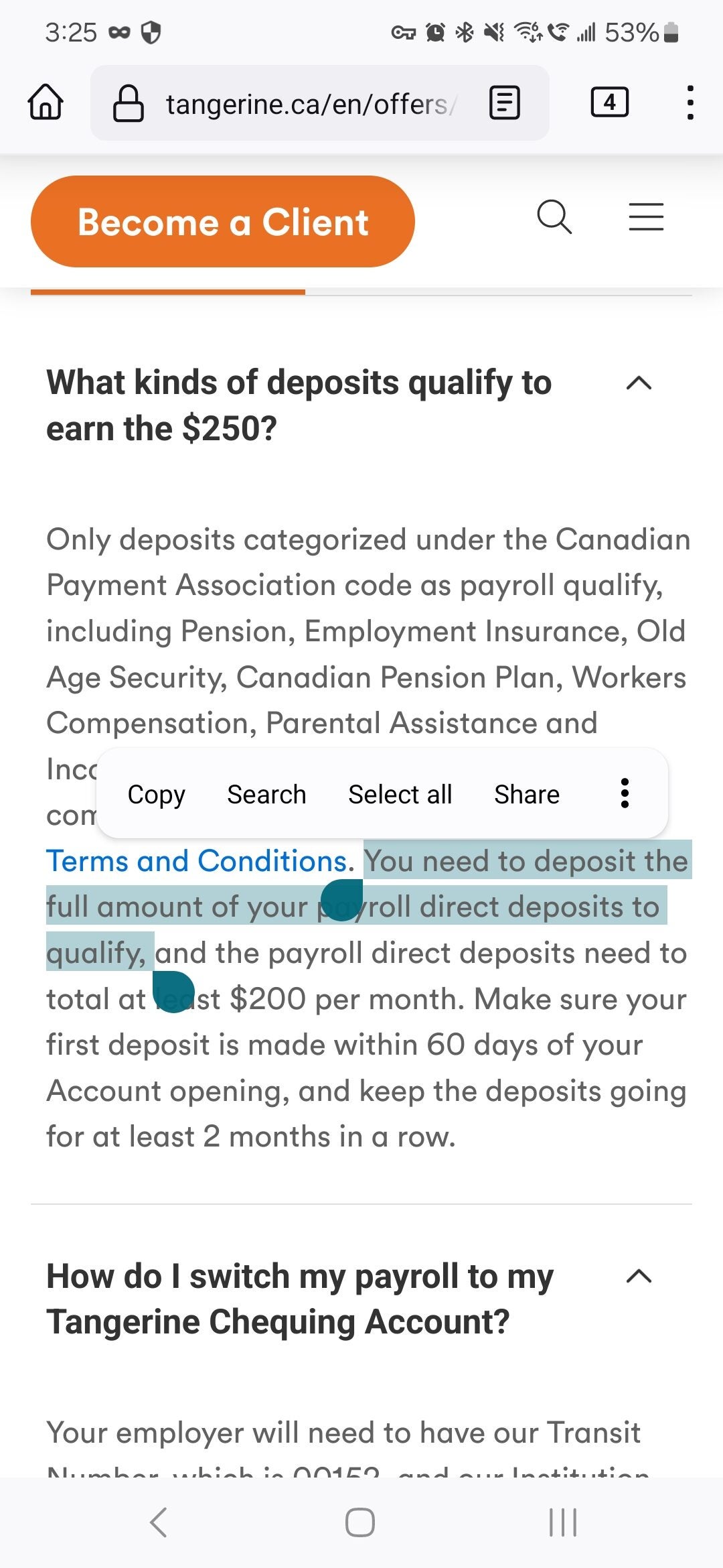 [Tangerine] [Tangerine] New Client Offer Open Chequing Account