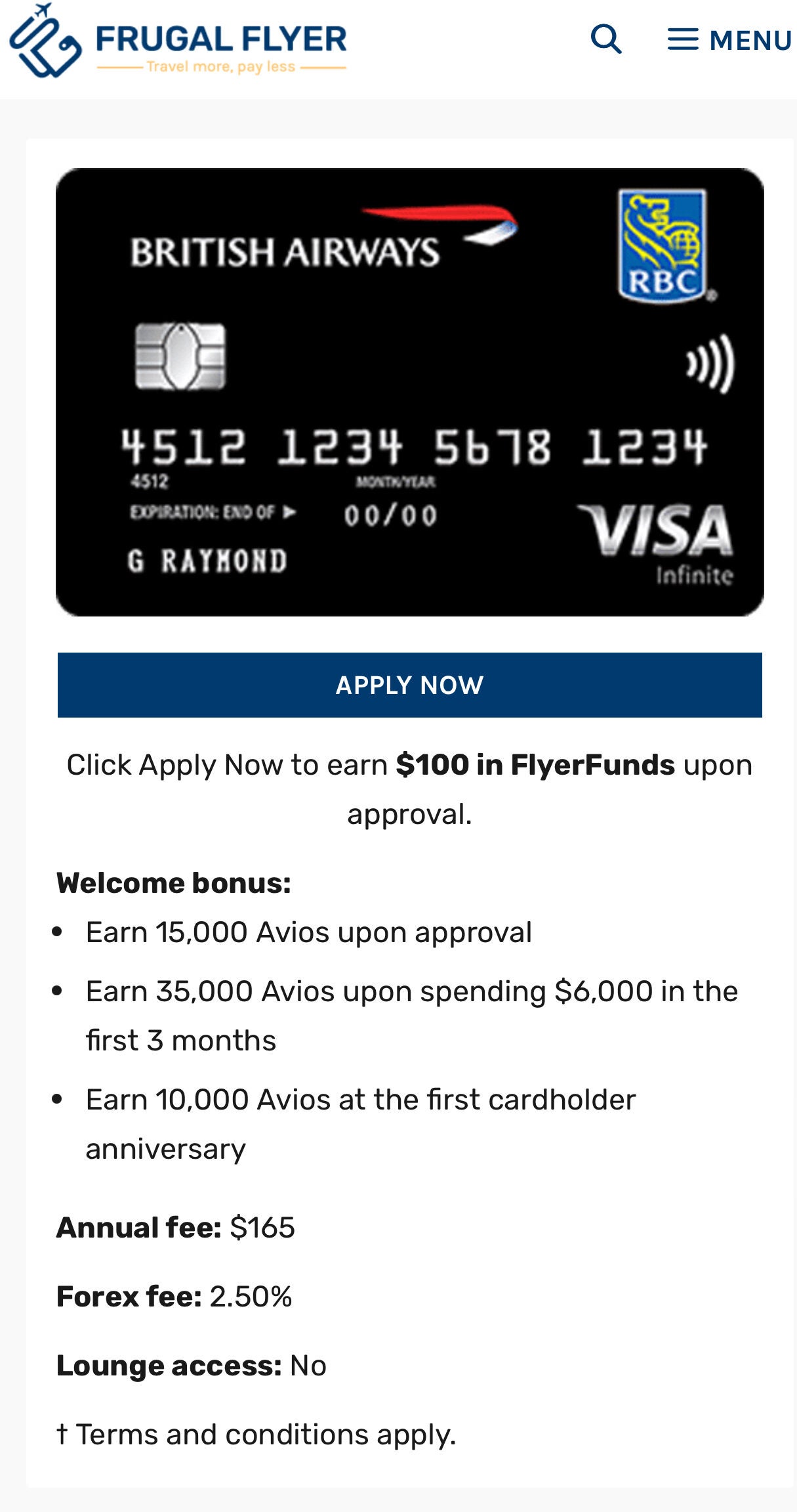 [Royal Bank] RBC British Airways Visa Infinite Get Up To 70K/60K