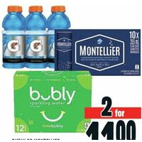 Bubly or Montellier Sparkling Water or Gatorade Sports Drinks