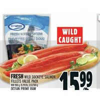 Fresh Wild Sockeye Salmon Fillets, Ocean Prime Raw Fresh Water Shrimp