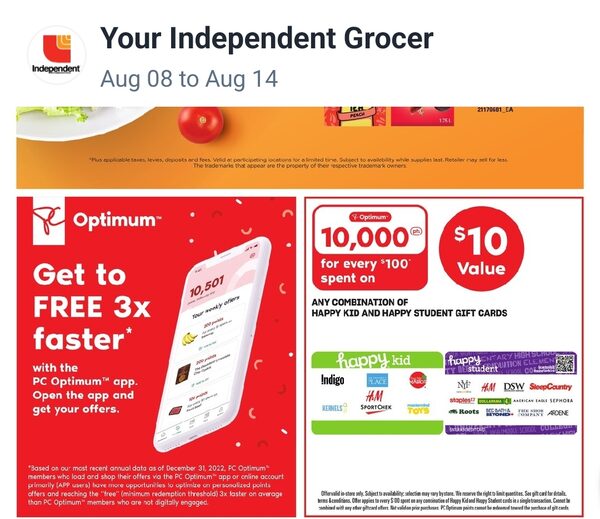 [Loblaws] 10k PCO for every $100 Spent on Happy Student or Happy Kid GC ...
