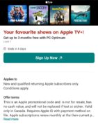 Apple TV 3 months free via PC Optimum app