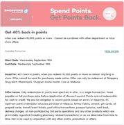 Get 40% back in points , when you redeem 10,000 points or more Highly YMMV ???