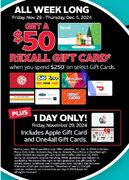 $50 Rexall GC with purchase of $250 of other GCs (includes Apple)