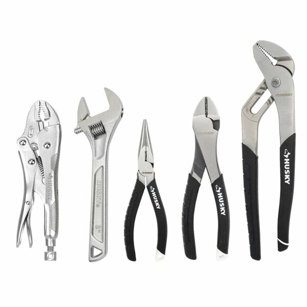 Husky 1052 Mini Pliers Variety Set – 5-Piece Precision Pliers Kit For Electrical & Maintenance Work, Includes Zippered Pouch
