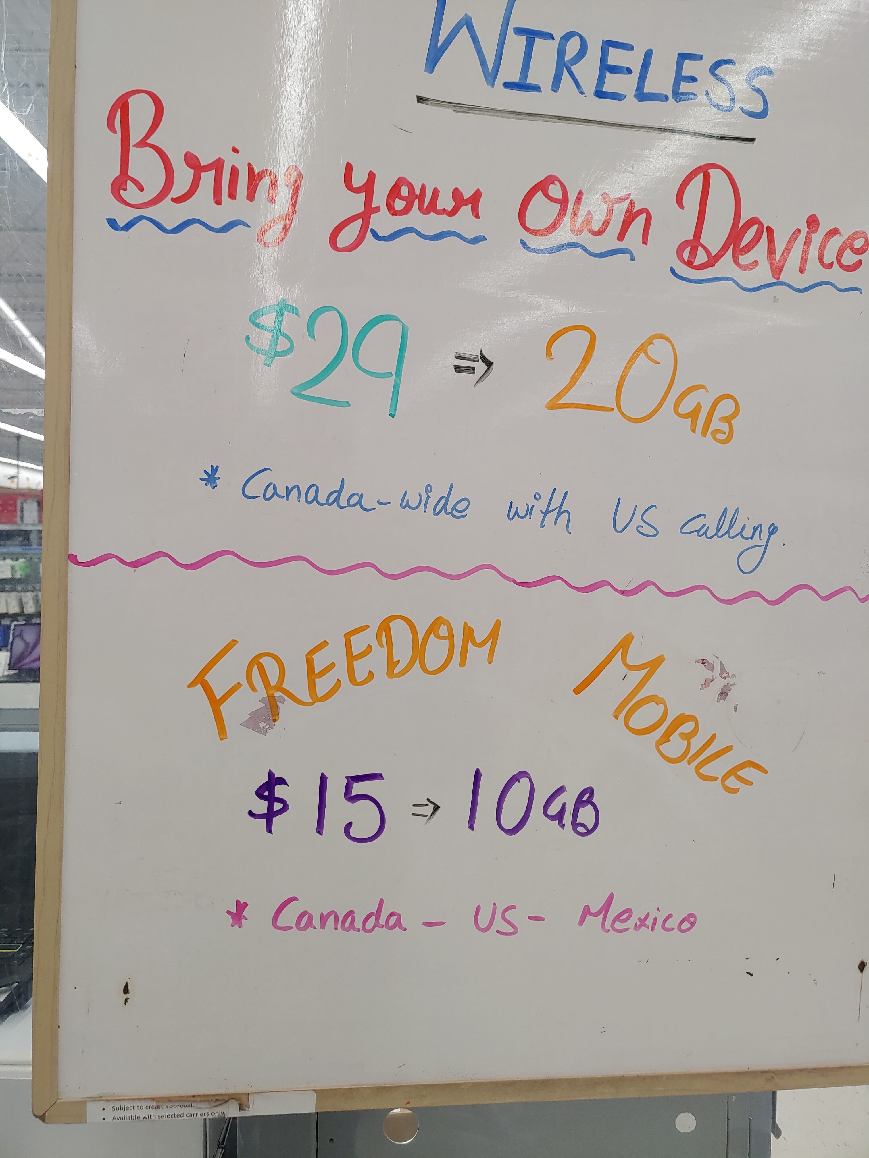 [Walmart] Wpg Walmart freedom mobile $15/10gb can-us-mex 6months (warm ...