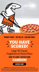 $10 Large Classic Pepperoni or Cheese Pizza - Today Only!
