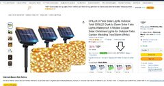 3 Pack Solar Lights Outdoor, Total 300LED - $16 with 20% coupon (Reg $30) 3 x 30ft