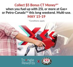 Possible YMMV Fill 25L of Gas, Collect $5 CT Money this long weekend. Multi-use