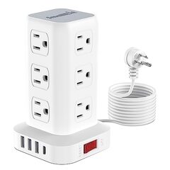16 IN 1 Surge Protect Power Strip with 12 Outlets+4 USB Ports (1 USB-C) 10FT Extension Cord 50%off to $21.99