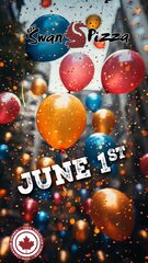 Barrie ON grand opening free 8” pizza 1st 100; 95 cents next 100; $1.95 next 100 June 1