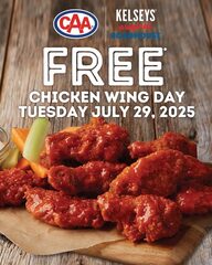 Free wings (10 pc) with drink purchase (CAA membership required) Tuesday July 29