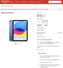 Rogers Apple iPad 10th Gen 2022 $15+tax incl $20 Tablet Plan for 24 months