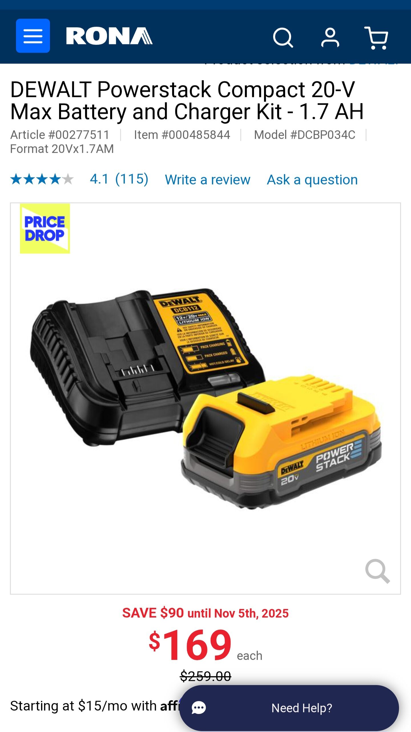[Rona] Rona Dewalt Free Tool Deal price error - RedFlagDeals.com Forums