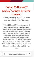 [Petro Canada] $5 CT Money on 25L. Multi-Use. (Oct 1-13)