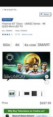 Hisense 65" Class - U68QG Series - 4K QLED Mini LED TV - $697.99 (online only)