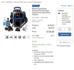 Bissell SpotClean Pro (139.99) - online only