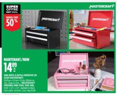 Mastercraft Mini Toolbox with 2 Drawers, Black, Red or Pink $14.99 (reg. $29.99) November 27 to December 7