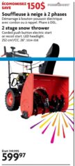 POWERSMART 252cc 2-Stage Snow Blower with LED Light - 26" ( push button electric start) $599.97