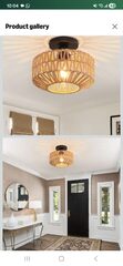 Hand-Woven Rattan Flush Mount Ceiling Light $7.35