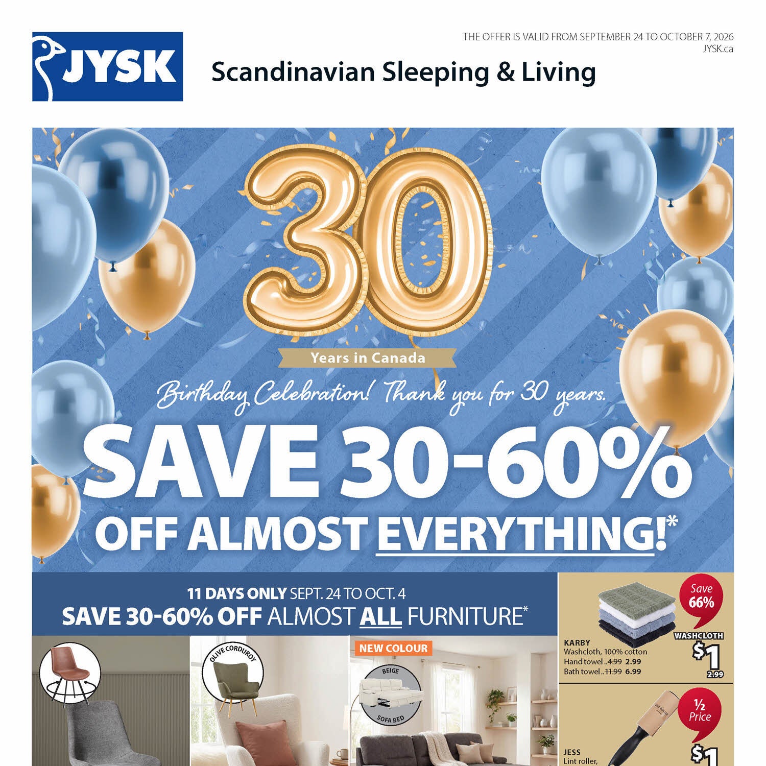 JYSK Weekly Flyer - Weekly Deals - Birthday Celebration