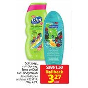 Softsoap, Irish Spring, Tone or Dial Kids Body Wash - $3.27 ($1.50 Off)