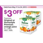 Tropicana Original or Homestyle Premium Orange Juice - $3.00 Off