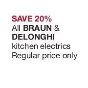 All Braun & Delonghi Kitchen Electrics - 20% off