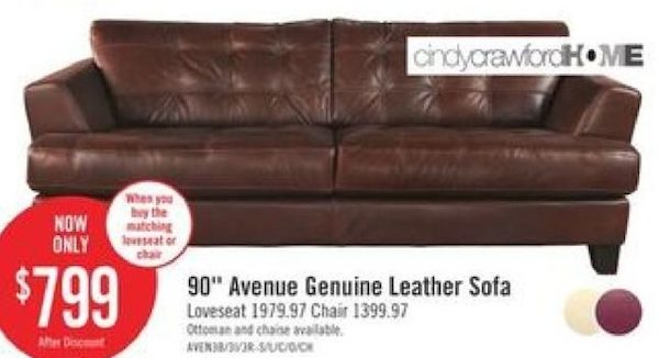Cindy Crawford Home Avenue Genuine, Cindy Crawford Leather Furniture Reviews