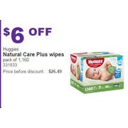Huggies Natural Care Plus Wipes Pack of 1160 - $6.00 off