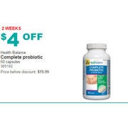 Health Balance Complete Probiotic  - $4.00 off