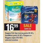 Huggies Pull-Ups Training Pants, GoodNites Pants, Pampers Or Huggies Wipes  - $16.99 ($3.00 off)